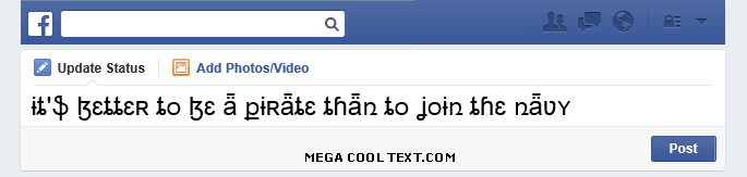 cool text font generator on Facebook