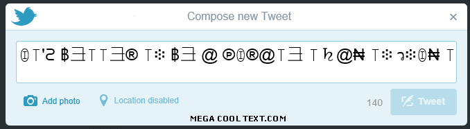 letters symbols display name on Twitter