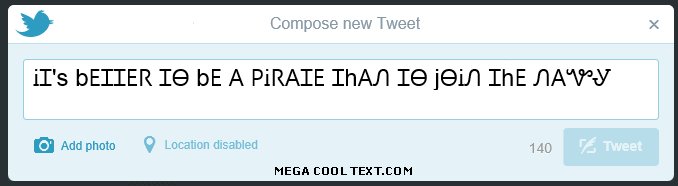 make cool text online on Twitter
